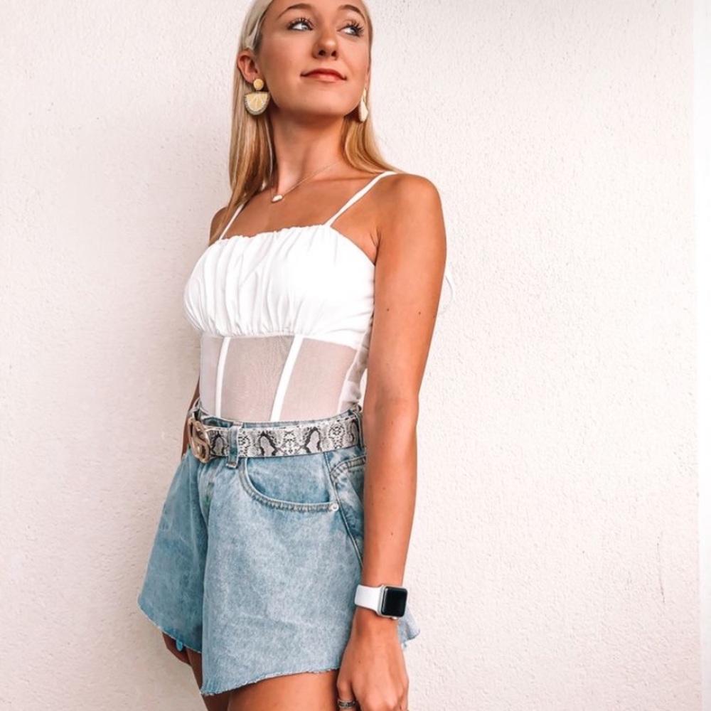 New White Lace Boho Crop Cami Top